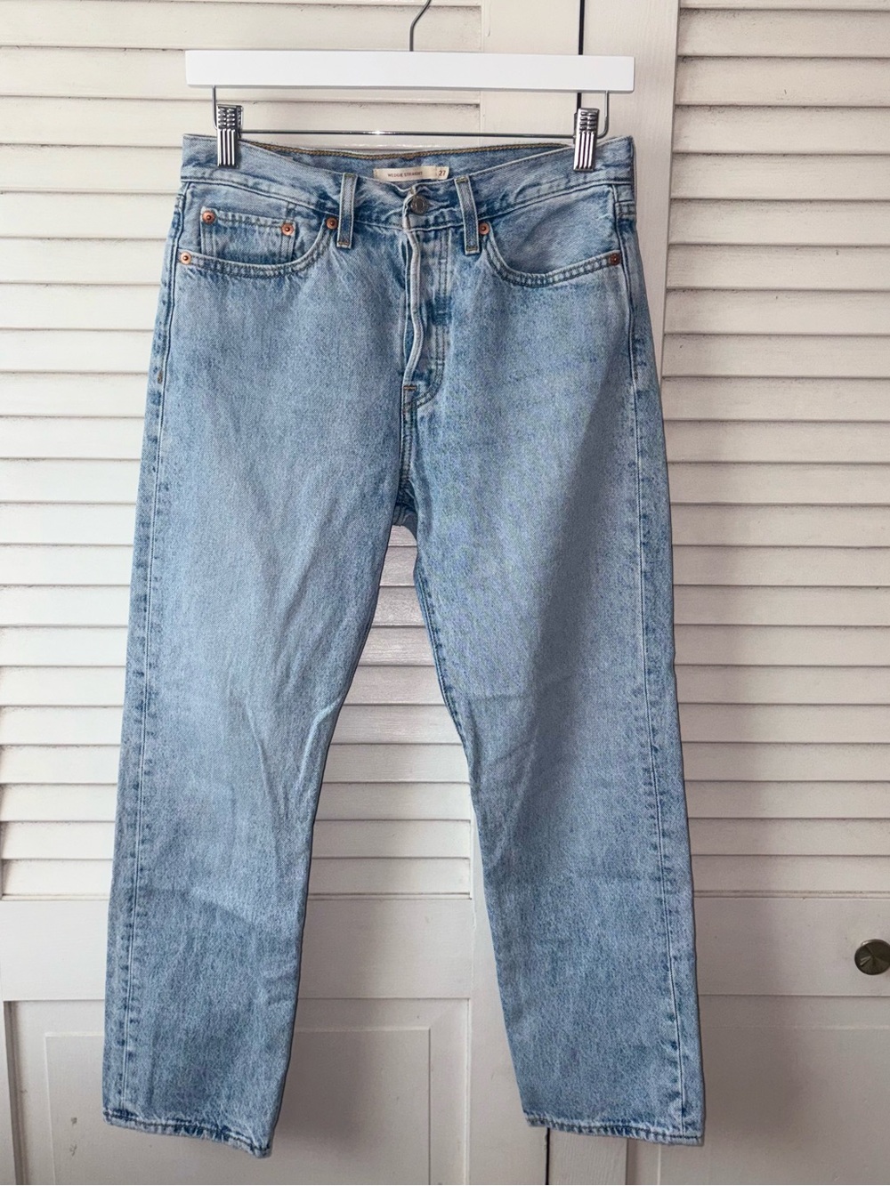 Levi's Premium Wedgie Straight Jeans 27 High Rise Ankle Crop Light Wash 26" - Picture 2 of 7
